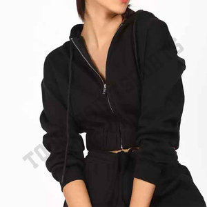 Sudadera con capucha para mujer, ropa con logotipo personalizado, top corto, venta al por mayor - Product Image 4