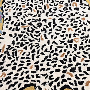 Custom Handmade Modern <b>Wool</b> Rug Blue <b>Yellow</b> Tufted Featuring Bengal Tiger Design 5x8 10x14 Feet for Kids' Room Home Floor - Product Image 4