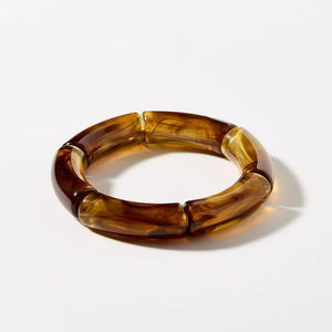 สร้อยข้อมือลูกปัดเรซินสีเหลืองอำพันเครื่องประดับอินเทรนด์ทนทานสำหรับผู้หญิงสร้อยข้อมือลูกปัดซ้อนกันได้เครื่องประดับแฟชั่นเรซิน - Product Image 1