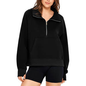 Sudadera de mujer Fleece Fashion Short Half Zip Sudadera Sudaderas con capucha de mujer con material suave y cómodo Sudaderas con capucha personalizadas para mujer - Product Image 2