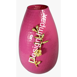 กระถางดอกไม้ประดิษฐ์ตกแต่งสไตล์ชายฝั่ง กลีบกุหลาบสีทอง แจกันดอกไม้โลหะเคลือบสีขาว - Product Image 6