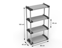 Étagère de rangement en plastique PP durable, multifonctionnelle, écologique, non pliable, à quatre niveaux, de qualité italienne, Mongardi Grey