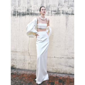 Faldas casuales para mujer más vendidas, falda larga de satén de seda HISM, ropa de mujer de cintura alta de satén Mison, logotipo personalizado, marca de lujo - Product Image 3