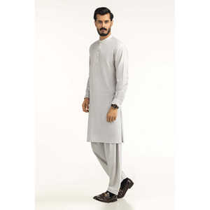 Traje de Verano para Novio, Corte Regular, Bordado, Gris Claro, Mezcla de Telas, Modelo SK-EMB25-013 - Product Image 6