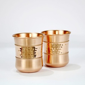 Luxury copper <b>glass</b> tumbler with hammered finish suitable for kitchen home office Ayurvedic drinking water handmade design - Product Image 4