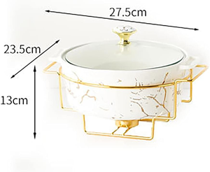 Platos Calentadores de Comida Tipo Buffet con Inserto de Cerámica Redonda con Diseño Nórdico Minimalista, Base de Acero Inoxidable, Ecológicos, Venta al Por Mayor - Product Image 3
