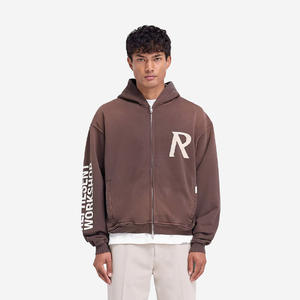 เสื้อฮู้ดผ้ากรดซักพร้อมเย็บปักถักร้อยเสื้อฮู้ดแนวสตรีทโอเวอร์ไซส์สไตล์วินเทจ - Product Image 3