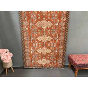 4x6.2 ft Vintage Rug, Rug, <b>Red</b> Polka dot Rug <b>Wool</b> - Product Image 1