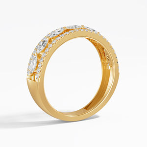 Anillo de Aniversario con Diamantes Cultivados en Laboratorio, Corte Marquesa y Redondo, 0.71 Quilates, Oro Amarillo de 14K/18K, Chapado en Rodio, Joyería Certificada, Regalo para Mujer - Product Image 4