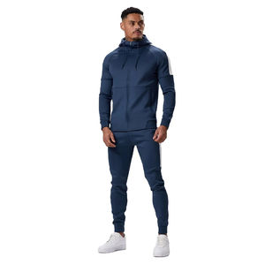 Ensemble de survêtement personnalisé pour hommes Full Zip Plain Solid Color Blank Long Sleeve Jogging Running Sweat Suits - Product Image 1