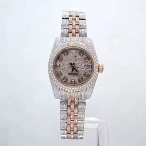 <b>Men's</b> Luxury Hip Hop Design Analog Quartz <b>Watch</b> Premium Moissanite Diamond 5mm Stainless Steel Strap Glass Fully Iced Bling - Product Image 1