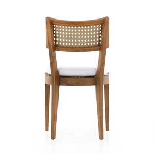 Modern Solid Teak Wood <b>Dining</b> <b>Chair</b> with Woven <b>Rattan</b> Seat Backrest Cushion Waterproof for Indoor Outdoor Use for Apartment - Product Image 3