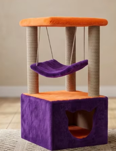 Luxury Classic Multi-Level <b>Cat</b> Tree Tower Premium Jute Eco-Friendly Scratching Post with Cozy Tube House & <b>Platforms</b> Carton - Product Image 4