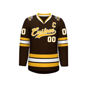 Uniformes de Hockey sobre Hielo con Logotipo Personalizado Sublimado OEM, Conjunto de Equipo de Poliéster Negro, Camisetas de Hockey - Product Image 4