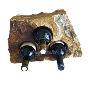 OEM ODM Red Onyx Wine Holder Premium Handcrafted Natural Stone Eco-Friendly Customizable 3 Bottle Display for Home and <b>Kitchen</b> - Product Image 6