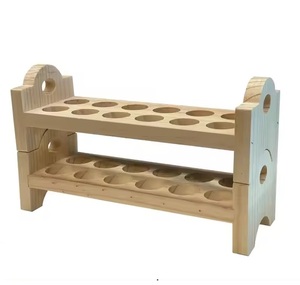 Soporte de madera para huevos de calidad cara para accesorios de cocina Diseño vintage Herramientas de cocina de madera de 2 niveles Soporte para huevos - Product Image 1