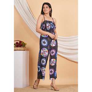 Noir Vintage ceinture dames taille haute XS mince hiver décontracté Satin tissu combinaison géométrique broderie étanche combishort - Product Image 5