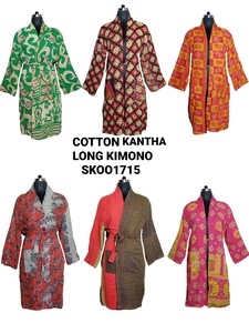 Kimono long en coton de qualité vintage Tissu écologique et lavable avec taille naturelle Qualité à la mode et à l'exportation - Product Image 2