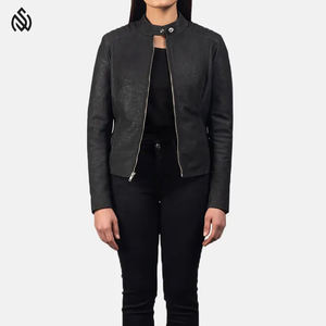 Chaqueta de cuero delgada de estilo cómodo con cremallera para primavera otoño chaqueta teñida Lisa transpirable - Product Image 5