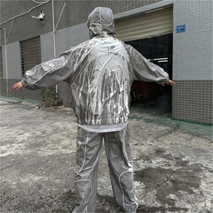 Veste de survêtement unisexe légère, écologique, respirante, imperméable, coupe-vent, à capuche, manches longues, couleur unie, décontractée, avec fermeture éclair latérale - Product Image 2