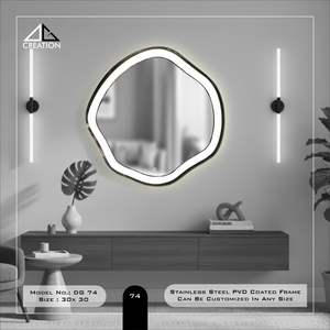 Miroir de salle de bain avec cadre en acier inoxydable durable, revêtement PVD, réflexion claire pour les espaces intérieurs modernes, en provenance d'Inde - Product Image 5