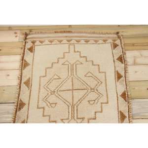 Alfombra de 2.8x14 pies, Alfombra Turca Vintage, Alfombra de Lana Blanca - Product Image 3