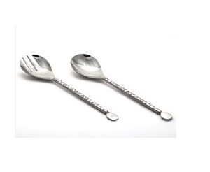 Juego de servidor de ensalada de acero inoxidable forjado a mano Cubiertos elegantes con asas pulidas de espejo plateado Cubiertos Premium para uso en comedor - Product Image 1