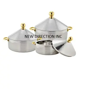 新型现代设计不锈钢镀镍精加工三件套保温砂锅最适合使用质量