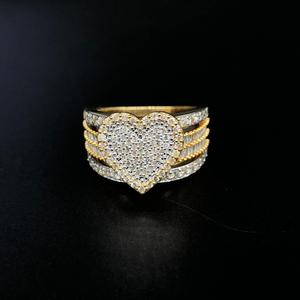 แหวนเพชรเม็ดเล็กสีทอง14K ที่ดูหรูหราขอบเพชรใสวงแหวนสวยงามหลายแถวน่ารักสไตล์ - Product Image 5