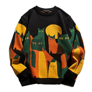 Suéter de Punto para Hombre, Diseño OEM ODM, con Estampado de Animales, Elegante, de Manga Larga y Cuello Redondo - Product Image 1