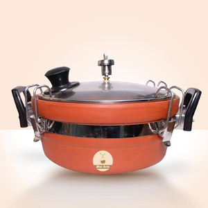 Nồi áp suất đất nung màu cam có nồi hấp và nắp thủy tinh-Nồi đất sét đa năng cho các nhu cầu nấu ăn khác nhau - Product Image 4