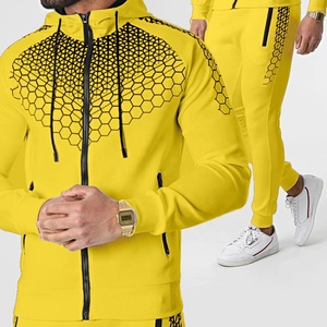Traje deportivo para hombre Invierno Nuevo Impreso Jogging Ropa deportiva Cremallera Sudadera con capucha + Pantalones Sublimación de 2 piezas Chándales de poliéster 100% - Product Image 3