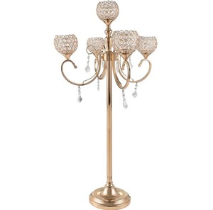 <b>Crystal</b> Stem 5 Arms Gold Latest Decorative Candelabra Decoration Centerpiece for Wedding Home Event Christmas Party - Product Image 4