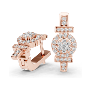 Boucles d'oreilles symboles féminins en diamant de laboratoire 0,448 CT, taille brillant rond, or 10KT, 14KT, 18KT et argent 925 avec moissanite, rose - Product Image 2