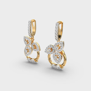 ต่างหูแต่งงานเจ้าสาวสีทองล้วน14K สไตล์อาร์ตเดคโคสไตล์วินเทจตัดตกแต่งด้วยเพชรแบบ cvd/hpht Leverback - Product Image 5