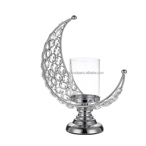Soporte de luz T de media luna de cristal de Metal lujoso de calidad Superior con cubierta de vidrio Centros de mesa elegantes para decoración de fiestas y bodas - Product Image 3