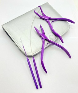 Kit d'outils d'extension de cheveux en acier inoxydable durable en vente de gros avec logo personnalisé pour extension de cheveux personnalisée - Product Image 5