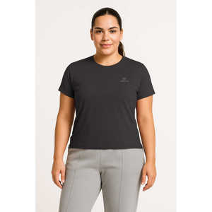 Camiseta Básica de Cuello Redondo para Mujer TOMMYLIFE, Talla Grande, Color Gris Oscuro - Top Cómodo de Mezcla de Poliéster y Elastano - Product Image 2