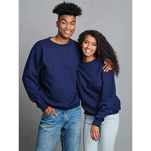 Sweat-shirt à col rond basique moderne, uni noir, unisexe, pull-over, haut streetwear à forte demande - Product Image 3