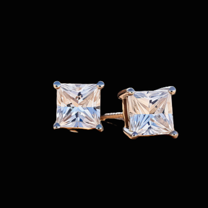 925 <b>Sterling</b> <b>Silver</b> VVS Moissanite Fine Jewelry Princess Cut Diamond <b>Earring</b> GRA Certified Diamond <b>Stud</b> Earings for Women - Product Image 3