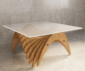 Kalatri Table centrale paramétrique ondulée de luxe moderne avec fonction amovible pour bureau à domicile et hôtel - Product Image 3