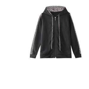 Survêtement imprimé léopard rose pour femme, ensemble sweat à capuche zippé et pantalon, survêtement décontracté pour femme à prix de gros - Product Image 6