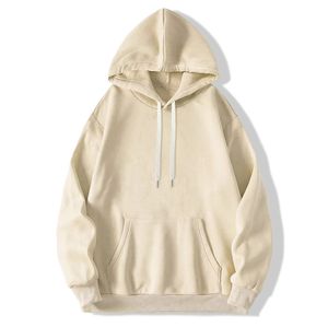 Unisex Korean Style Cotton Plain Hoodies Men's Women's Plus Size Winter Cropped Custom <b>Black</b> Color Front Print-Direct - Product Image 1