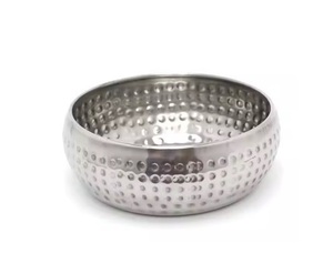 Ustensiles de cuisine Fer Métal Grand Bol de Service Rond avec Design Martelé Argent pour Bol à Salade - Product Image 3