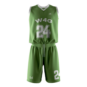 Ensemble de maillots de basket-ball W4G personnalisés pour hommes 100% polyester évacuation de l'humidité séchage rapide respirant sans manches transfert de chaleur imprimé - Product Image 2