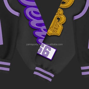 เสื้อแจ็กเก็ตบอมเบอร์ทีมเบสบอลผ้ากำมะหยี่ปักลายสำหรับผู้ชายเสื้อทีมโรงเรียนหนังสำหรับผู้ชาย - Product Image 5