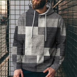 Nouveau Designer hommes surdimensionné polaire sweats à capuche drôle impression à carreaux personnalisée 3D couture Street Style pulls en gros - Product Image 6