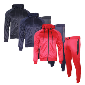 Men's Premium Polyester Brushed Zipper Tracksuit Hooded Sweatshirt <b>Jogger</b> Bottoms 2 Piece <b>Set</b> <b>Plus</b> <b>Size</b> Winter Collection - Product Image 1