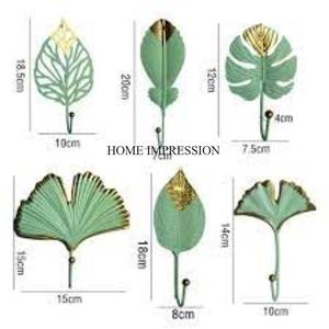 Rustic Vintage Gingko Leaves Designer Easy to Install Gold Plated Metal Wall Mounted Hooks & Hangers for Hanging Clothes & <b>Keys</b> - Product Image 2