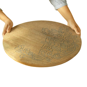 Plateau de service en bois de manguier et bambou avec poignées en métal 53.25 cm X 30.5 cm X 7 cm pour la nourriture à la maison et le dîner - Product Image 4